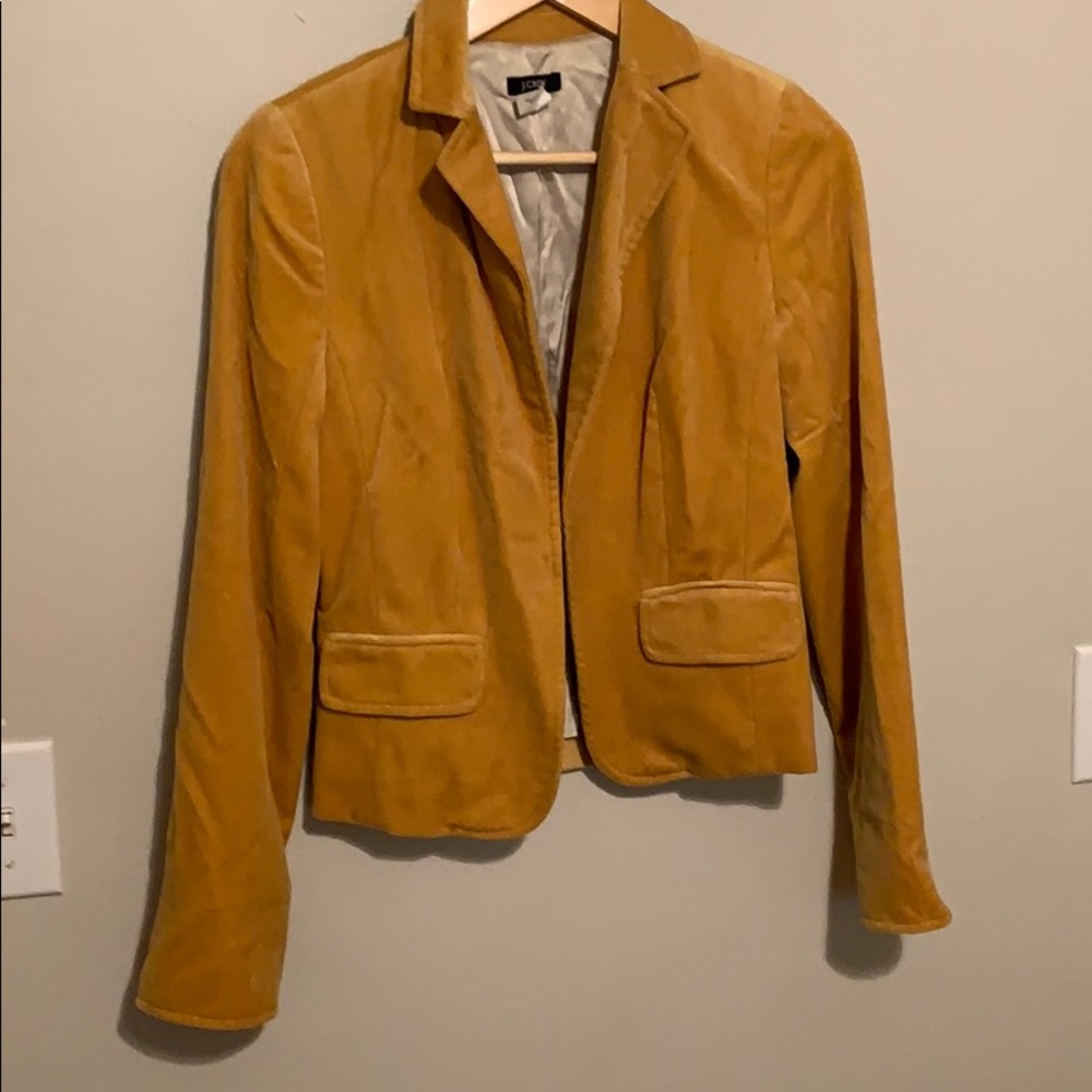 J.crew ecole schoolboy velvet blazer mustard